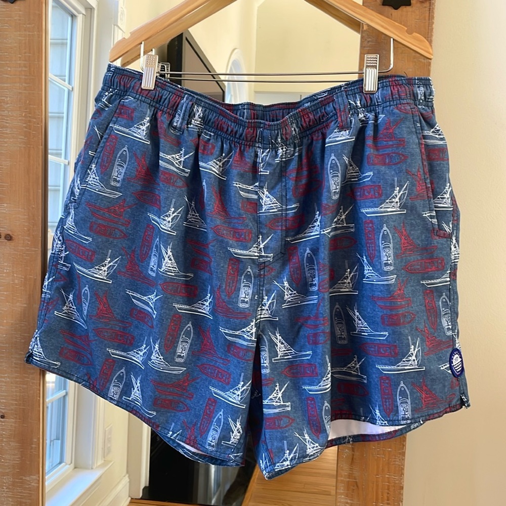 AFTCO Boat Print Swim Trunks Size XXL